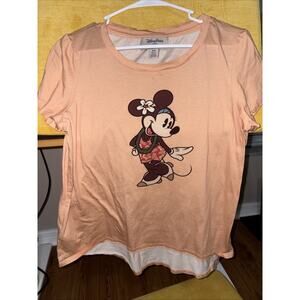 Tommy Bahama Disney Parks Women’s Minnie Mouse T Shirt Size Small Orange Peach
